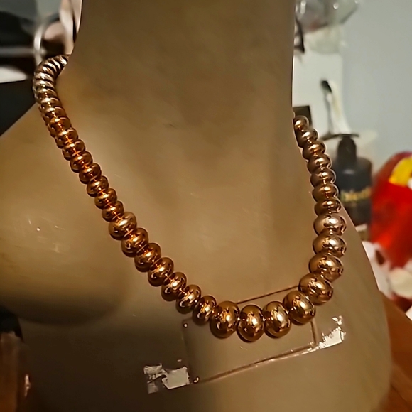 Vintage Copper Beaded Graduated Necklace, Single Strand, 18" - Picture 3 of 8